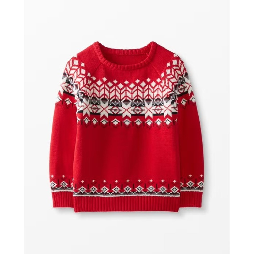 Hanna Andersson‎ Red Christmas Holiday Snowflake Cotton Crewneck Boys Sweater 12